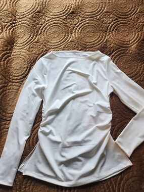 Abercrombie & Fitch White Boatneck Long-Sleeve Top